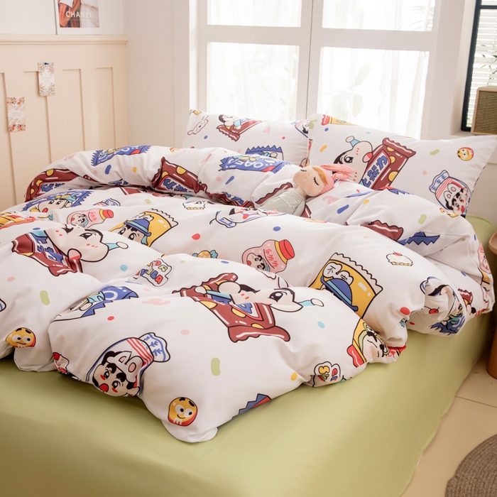 91家纺网 家纺一手货源 找家纺 乐居坊 2025新款亲肤舒适A类水洗云朵棉四件套-场景一 糖果派对