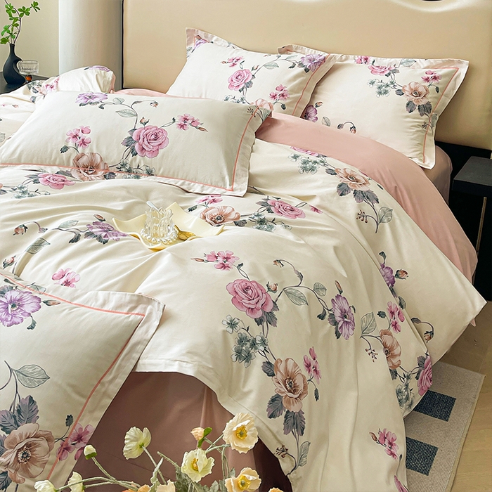 91家纺网 家纺一手货源 找家纺 帛美 2025新款13376全棉纯棉印花四件套-提供买家秀 凝香