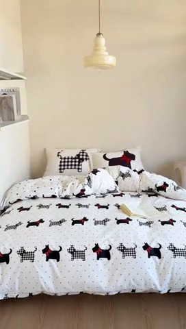 91家纺网 家纺一手货源 找家纺 （总）窝米 2025新款全棉13370四件套 ins萌趣卡通风系列（花香熊猫、格汪梦）