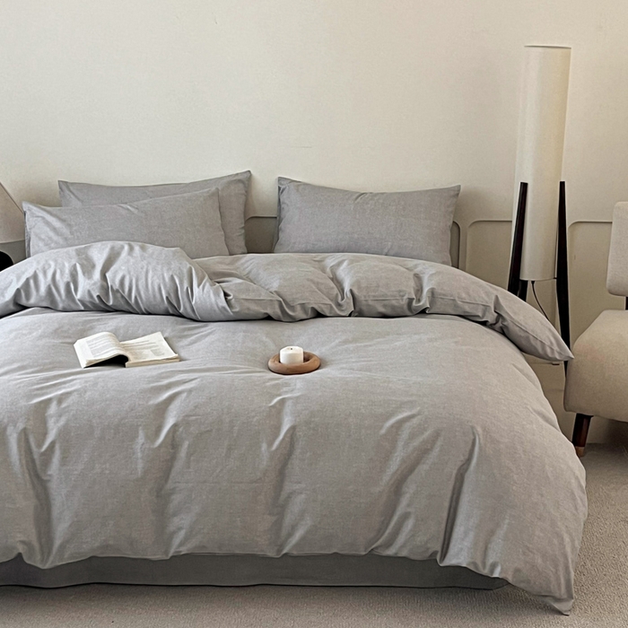 91家纺网 家纺一手货源 找家纺 涵宸家纺 2025新款全棉印花良品系列四件套 云纹-浅灰