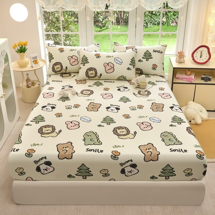 91家纺网 家纺一手货源 找家纺 （总）木堇家居 2025新款春夏全棉小清新卡通床单床笠枕套单品系列-床笠系列