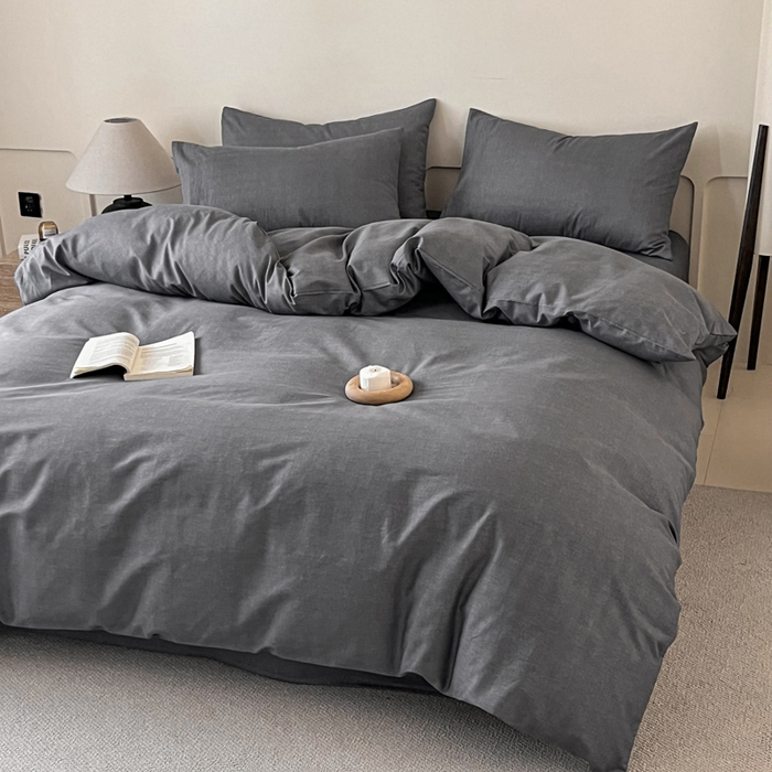 91家纺网 家纺一手货源 找家纺 涵宸家纺 2025新款全棉印花良品系列四件套 云纹-深深灰