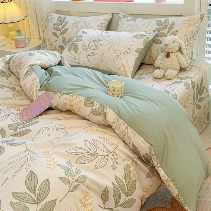 91家纺网 家纺一手货源 找家纺 雯豆2025春夏新款全棉纯棉被套三件套学生成人被罩 全棉被套-彼岸之花