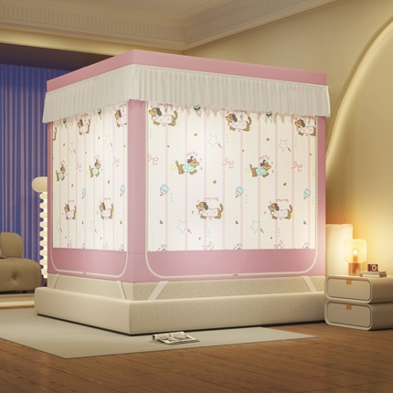 91家纺网 家纺一手货源 找家纺 （总）艺利轩蚊帐 2025新款拉链式防摔蚊帐坐床含床帘-卡通印花系列