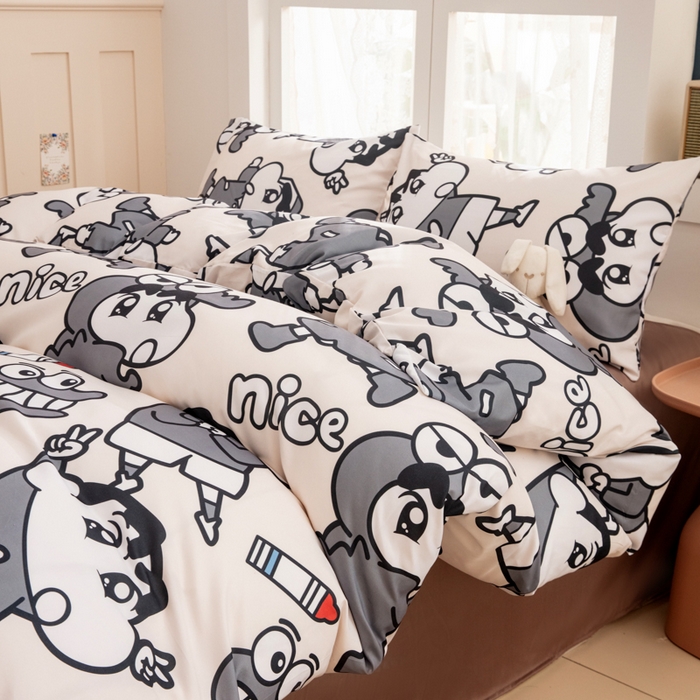 91家纺网 家纺一手货源 找家纺 乐居坊 2025新款亲肤舒适A类水洗云朵棉四件套-场景一 奇趣小新