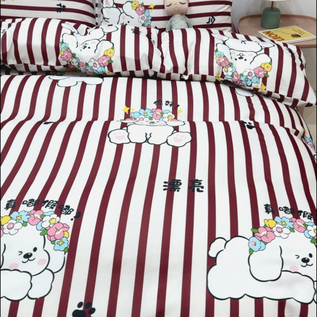 91家纺网 家纺一手货源 找家纺 乐居坊 2025新款亲肤舒适A类水洗云朵棉四件套-场景一 国风少女