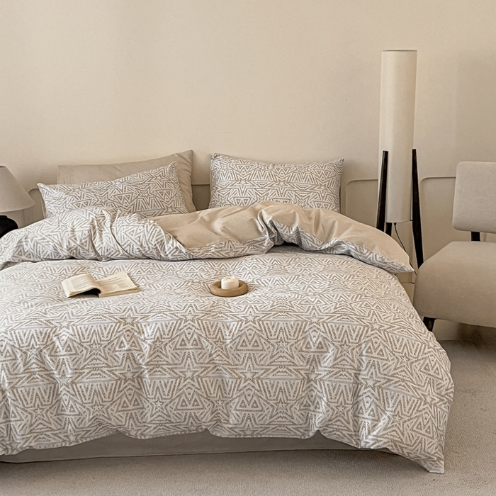 91家纺网 家纺一手货源 找家纺 涵宸家纺 2025新款全棉印花良品系列四件套 星季