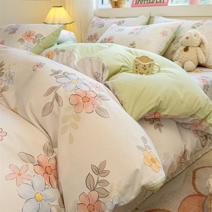 雯豆2025春夏新款全棉纯棉被套三件套学生成人被罩 全棉被套-雅韵