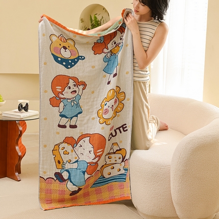 91家纺网 家纺一手货源 找家纺 （总）雯雨家纺 2025新款亲肤可爱全棉A类纱布浴巾