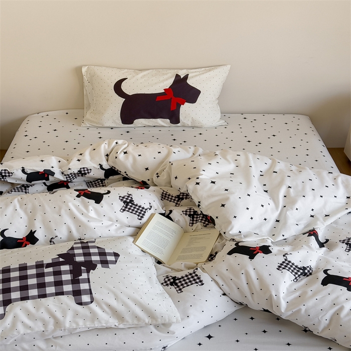 91家纺网 家纺一手货源 找家纺 窝米 2025新款全棉13370四件套 ins萌趣卡通风系列（花香熊猫、格汪梦） 格汪梦