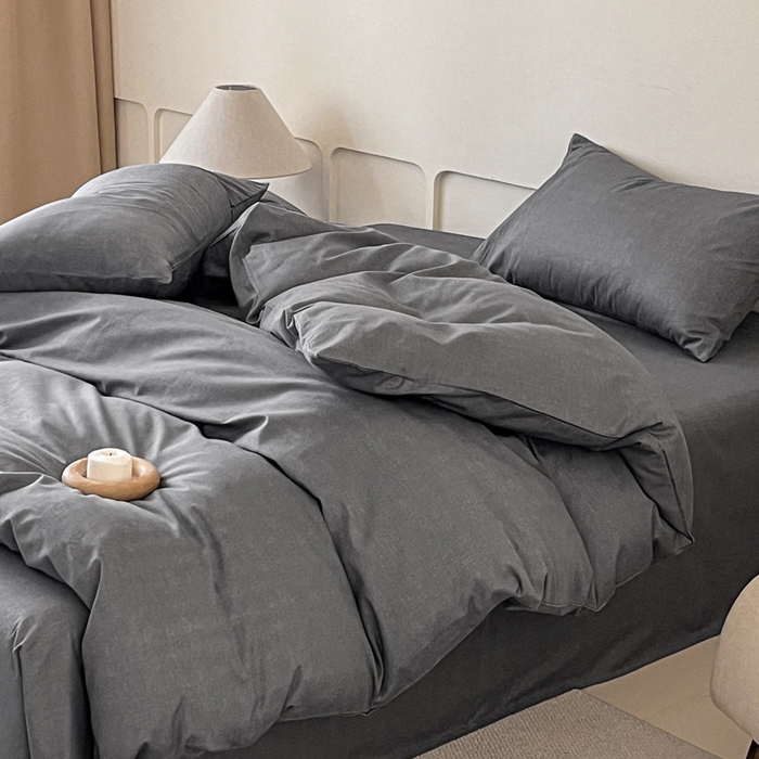 91家纺网 家纺一手货源 找家纺 涵宸家纺 2025新款全棉印花良品系列四件套 云纹-深深灰
