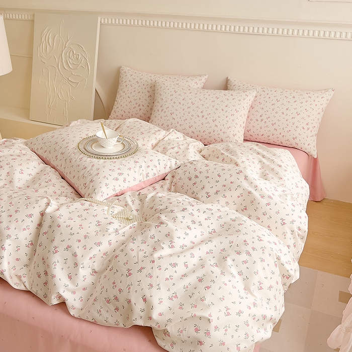 91家纺网 家纺一手货源 找家纺 DoDo 兜兜 【 可定制尺寸】2025新款全棉40支13372印花四件套 粉色恋歌