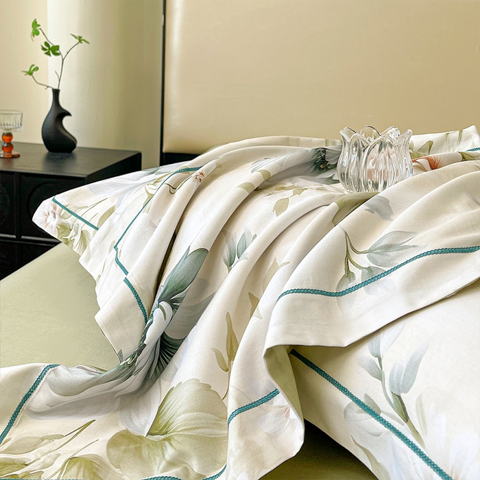 91家纺网 家纺一手货源 找家纺 帛美 2025新款13376全棉纯棉印花四件套-提供买家秀 花几度