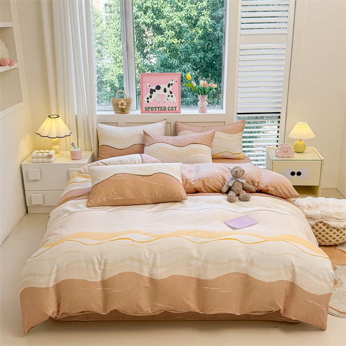 91家纺网 家纺一手货源 找家纺 雯豆2025春夏新款全棉纯棉被套三件套学生成人被罩 全棉被套-浪漫约定