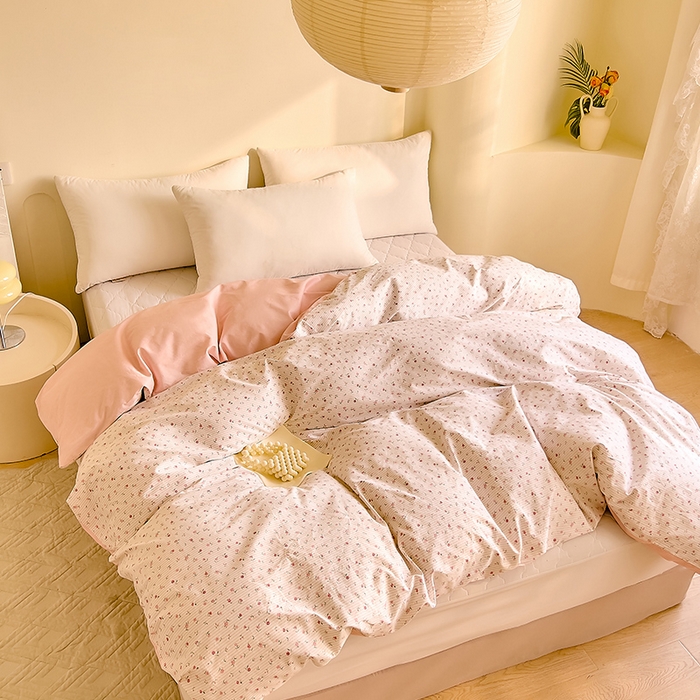 91家纺网 家纺一手货源 找家纺 DoDo 兜兜 【 可定制尺寸】2026新款全棉40支13372印花单被套 红粉