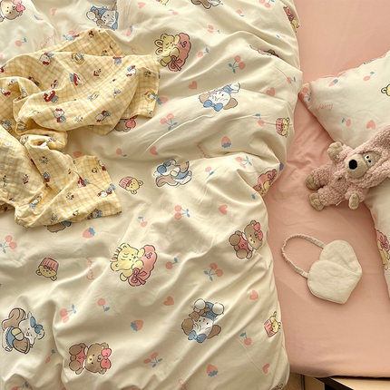 91家纺网 家纺一手货源 找家纺 （总）原素 2025软绵绵的双拼印花水洗棉四件套