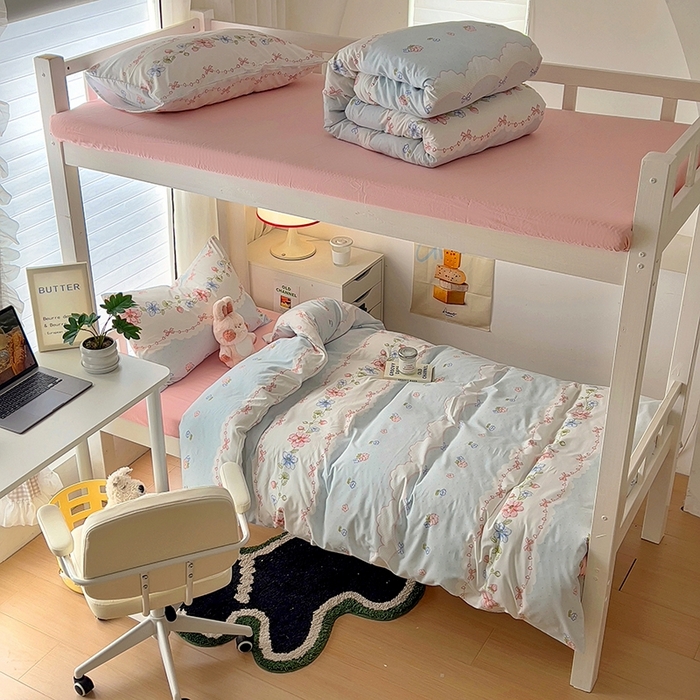 91家纺网 家纺一手货源 找家纺 阿曼达 2025新款印花水洗m学生床单人四件套 克丽丝