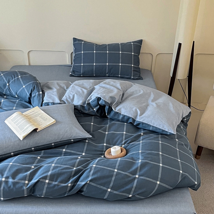 91家纺网 家纺一手货源 找家纺 涵宸家纺 2025新款全棉印花良品系列四件套 麦田-兰