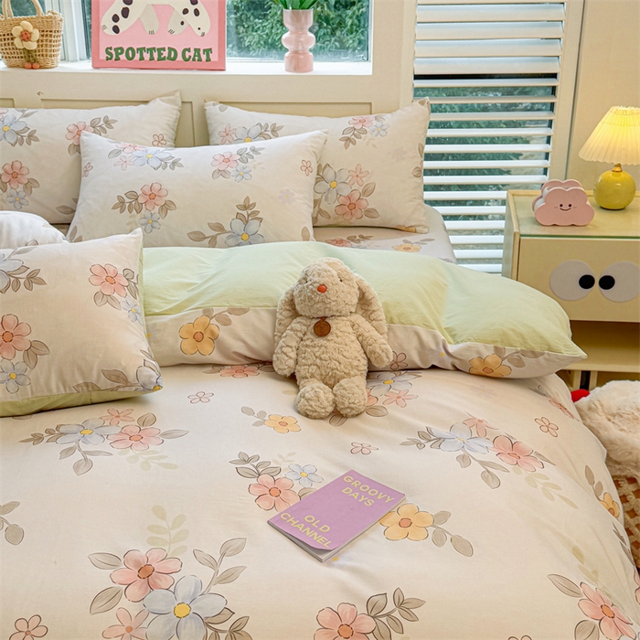 91家纺网 家纺一手货源 找家纺 雯豆2025春夏新款全棉纯棉被套三件套学生成人被罩 全棉被套-雅韵