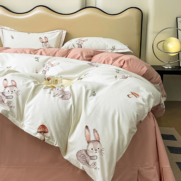 91家纺网 家纺一手货源 找家纺 帛美 2025新款13376全棉纯棉印花四件套-提供买家秀 小萌兔