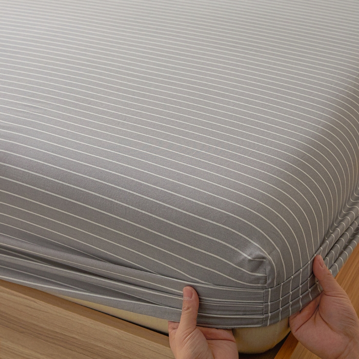 91家纺网 家纺一手货源 找家纺 涵宸家纺 2025新款全棉印花良品系列床笠 床笠-英伦-浅灰