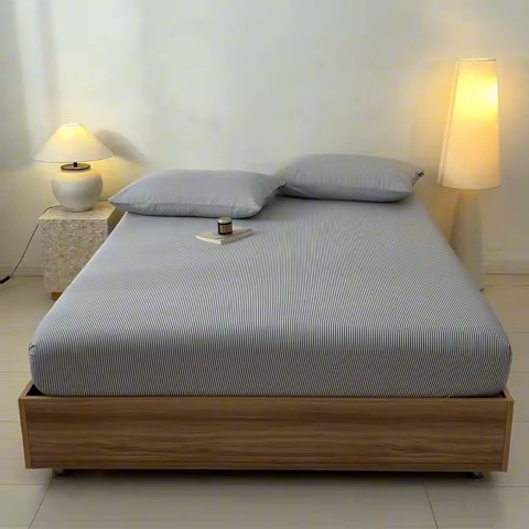 91家纺网 家纺一手货源 找家纺 涵宸家纺 2025新款全棉印花良品系列床笠 床笠-巴菲条