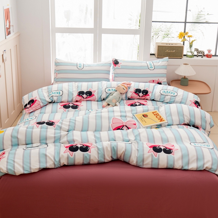 91家纺网 家纺一手货源 找家纺 乐居坊 2025新款亲肤舒适A类水洗云朵棉四件套-场景一 佛系少女