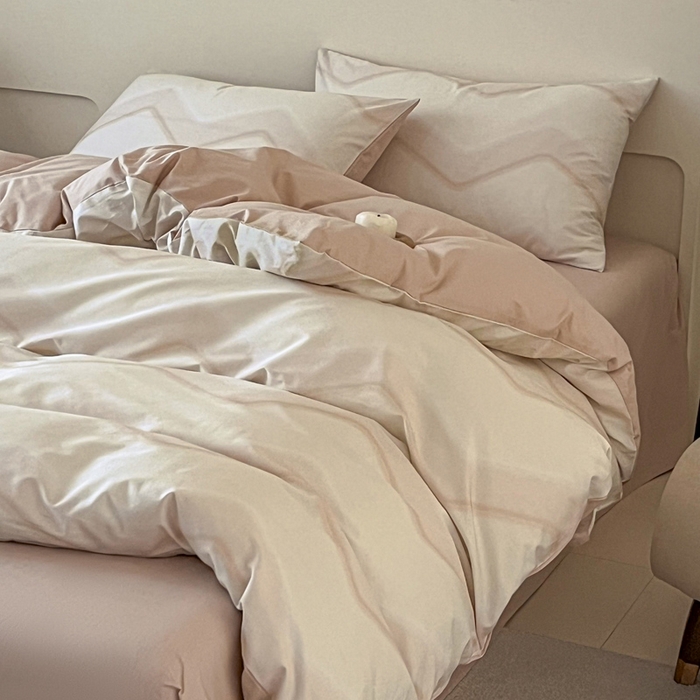 91家纺网 家纺一手货源 找家纺 涵宸家纺 2025新款全棉印花良品系列四件套 摩卡