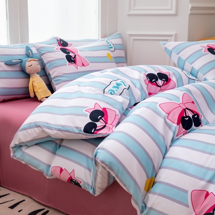 91家纺网 家纺一手货源 找家纺 乐居坊 2025新款亲肤舒适A类水洗云朵棉四件套-场景二 佛系少女