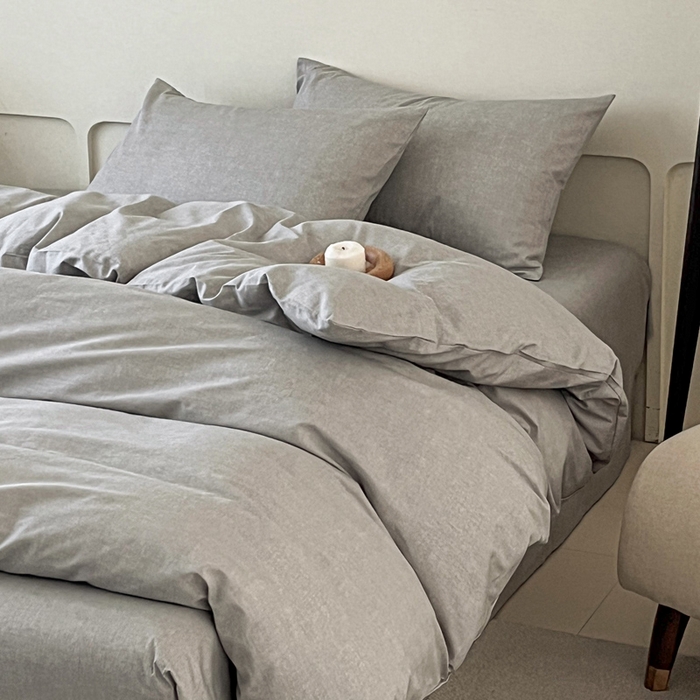 91家纺网 家纺一手货源 找家纺 涵宸家纺 2025新款全棉印花良品系列四件套 云纹-浅灰