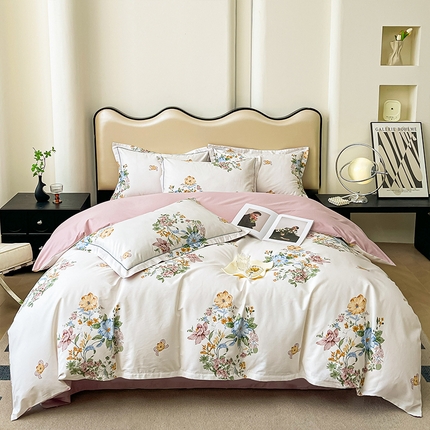 帛美 2025新款13376全棉纯棉印花四件套-提供买家秀 春色间