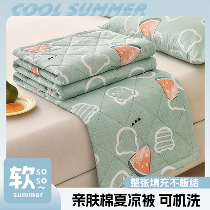 91家纺网 家纺一手货源 找家纺 培童   2025新款超声波亲肤绒夏被夏凉被直播爆款超声波夏被空调被礼品被 小熊西瓜