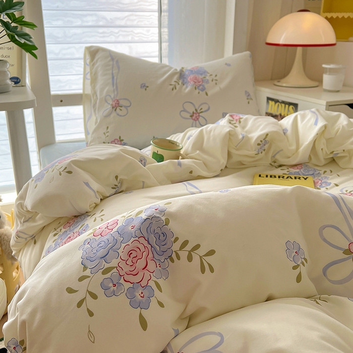 91家纺网 家纺一手货源 找家纺 阿曼达 2025新款印花水洗m学生床单人四件套 米娅