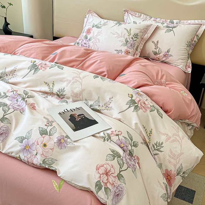 91家纺网 家纺一手货源 找家纺 帛美 2025新款13376全棉纯棉印花四件套-提供买家秀 落花