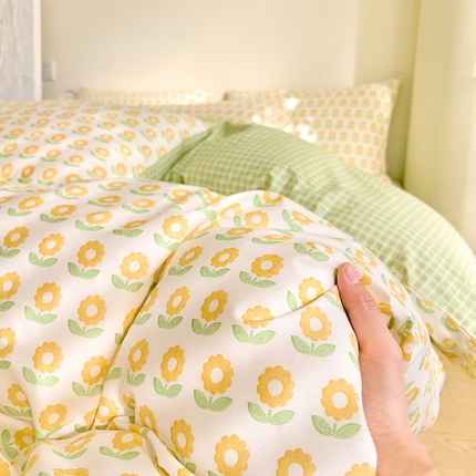 91家纺网 家纺一手货源 找家纺 DoDo 兜兜 【 可定制尺寸】2025新款全棉40支13372印花四件套 向阳