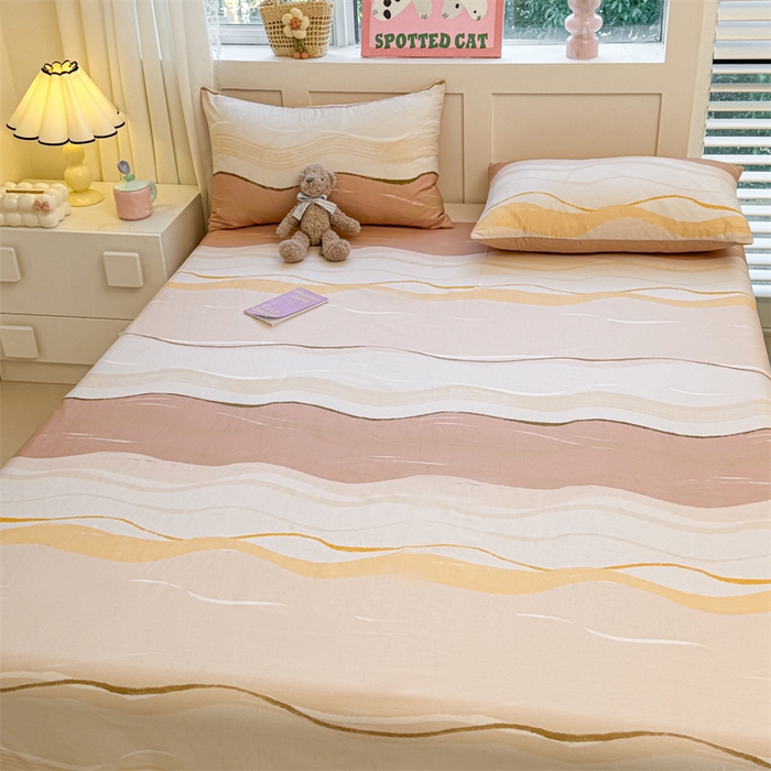 91家纺网 家纺一手货源 找家纺 雯豆2025春夏新款全棉床单三件套纯棉床罩小清新印花床单 全棉床单-浪漫约定