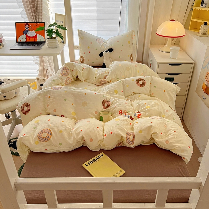 91家纺网 家纺一手货源 找家纺 阿曼达 2025新款印花水洗m学生床单人四件套 传播快乐