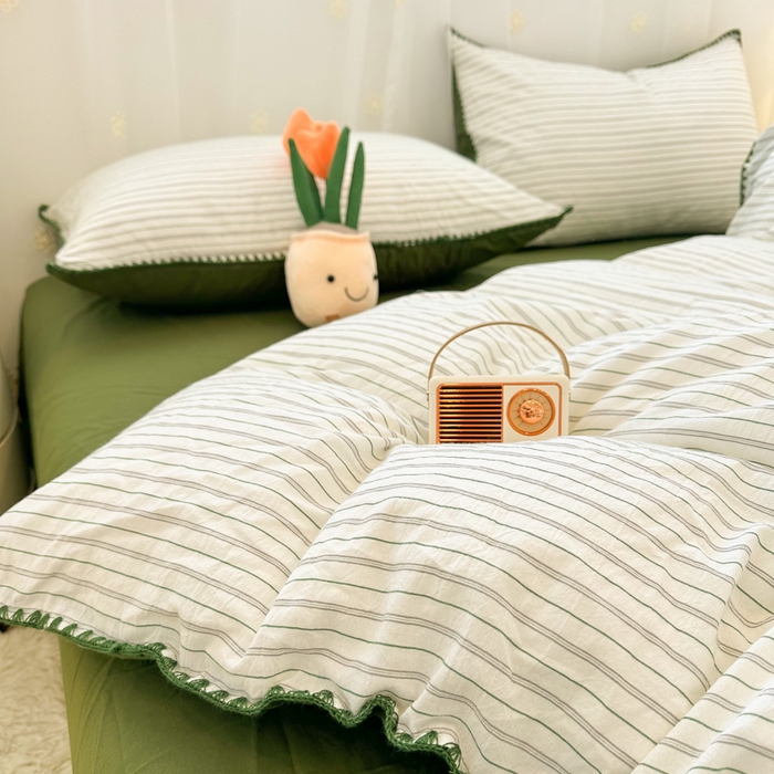 91家纺网 家纺一手货源 找家纺 （总）简宜家居（朝初家纺） 2025新款色织小提花三角针款四件套