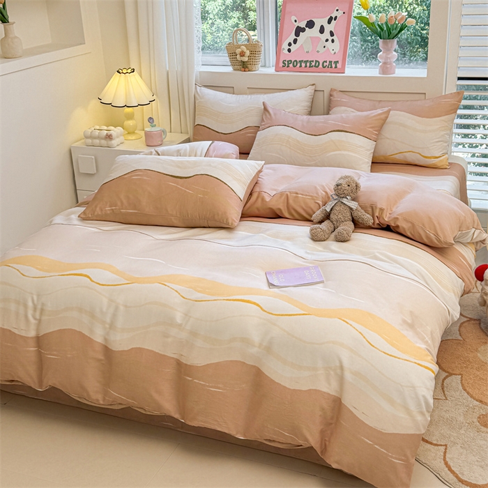 91家纺网 家纺一手货源 找家纺 雯豆2025春夏新款全棉纯棉被套三件套学生成人被罩 全棉被套-浪漫约定