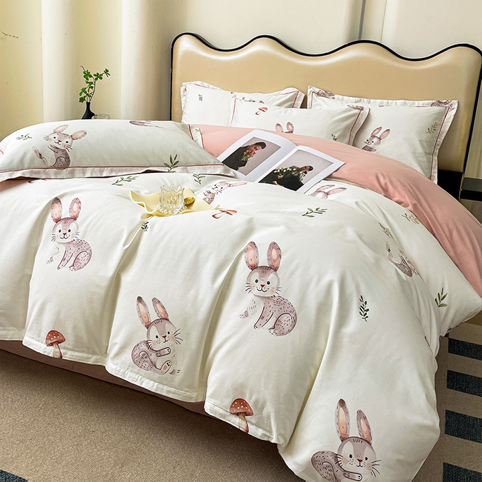 91家纺网 家纺一手货源 找家纺 帛美 2025新款13376全棉纯棉印花四件套-提供买家秀 小萌兔