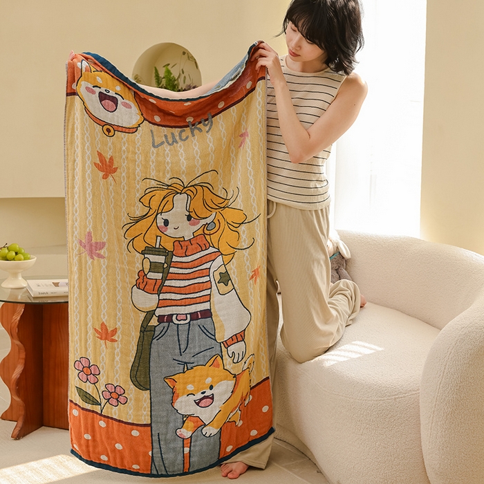 91家纺网 家纺一手货源 找家纺 （总）雯雨家纺 2025新款亲肤可爱全棉A类纱布浴巾