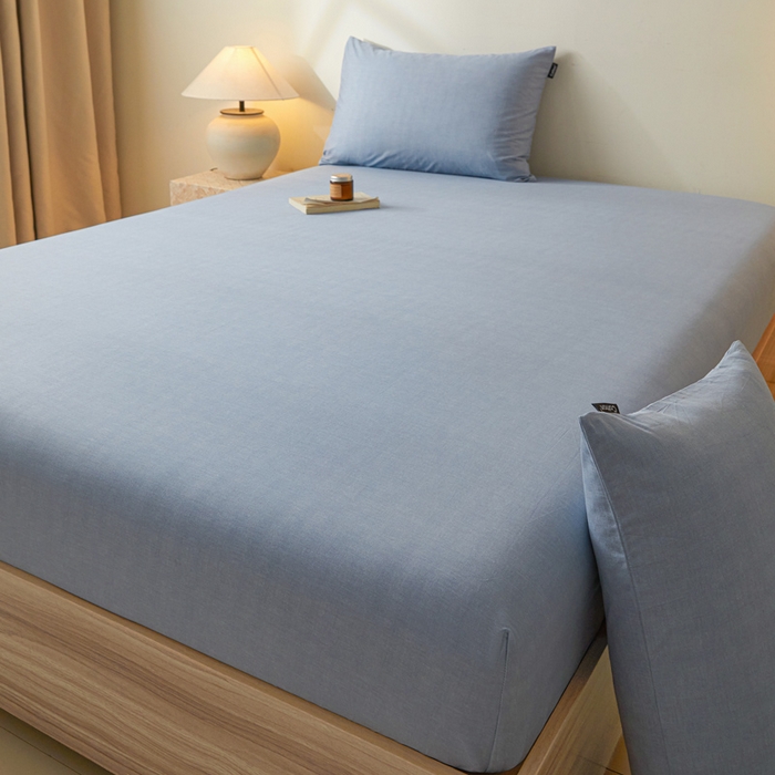 91家纺网 家纺一手货源 找家纺 涵宸家纺 2025新款全棉印花良品系列床笠 床笠-云纹-兰