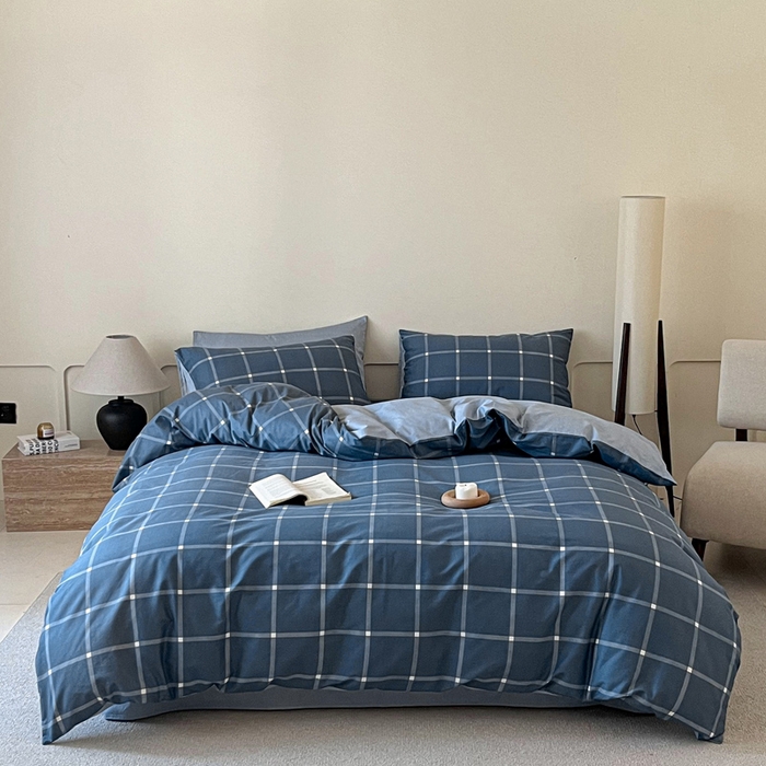 91家纺网 家纺一手货源 找家纺 涵宸家纺 2025新款全棉印花良品系列四件套 麦田-兰