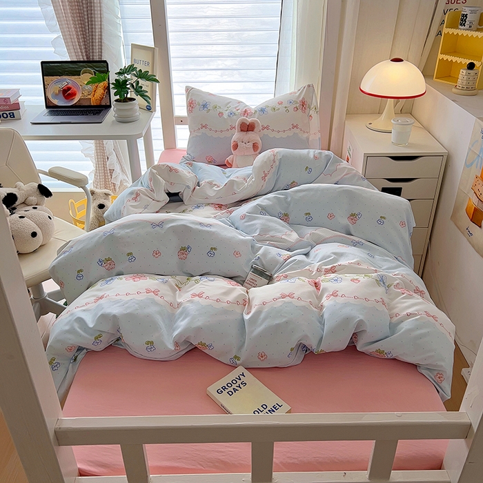 91家纺网 家纺一手货源 找家纺 阿曼达 2025新款印花水洗m学生床单人四件套 克丽丝