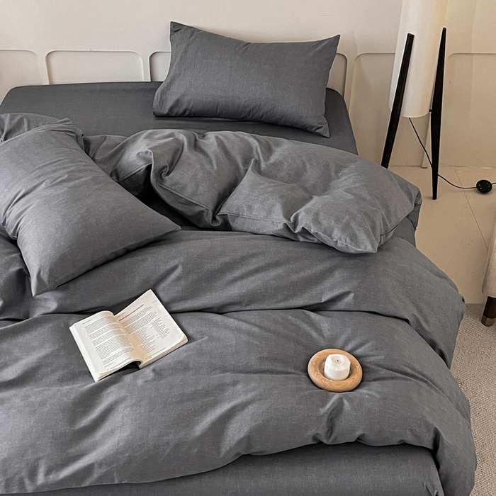 91家纺网 家纺一手货源 找家纺 涵宸家纺 2025新款全棉印花良品系列四件套 云纹-深深灰