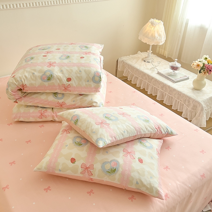 91家纺网 家纺一手货源 找家纺 DoDo 兜兜 【 可定制尺寸】2025新款全棉40支13372印花单枕套 粉色佳人