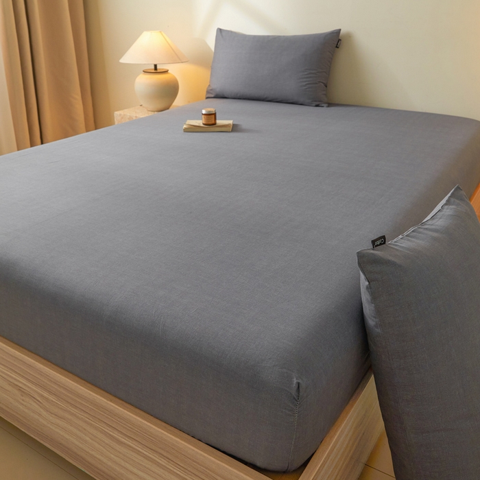 91家纺网 家纺一手货源 找家纺 涵宸家纺 2025新款全棉印花良品系列床笠 床笠-云纹-深灰