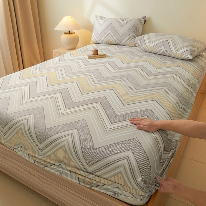 91家纺网 家纺一手货源 找家纺 涵宸家纺 2025新款全棉印花良品系列床笠 床笠-格韵