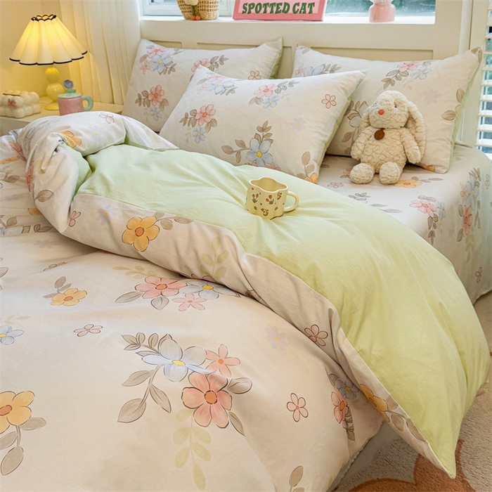 91家纺网 家纺一手货源 找家纺 雯豆2025春夏新款全棉纯棉被套三件套学生成人被罩 全棉被套-雅韵