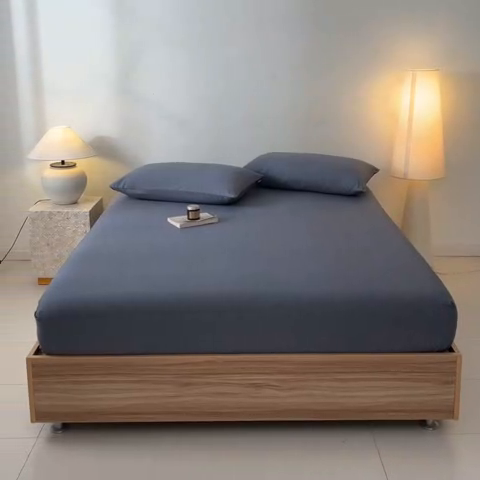 91家纺网 家纺一手货源 找家纺 涵宸家纺 2025新款全棉印花良品系列床笠 床笠-云纹-深灰